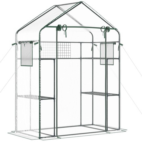 Outsunny Outdoor Walk-in Mini Greenhouse With Mesh Door & Windows