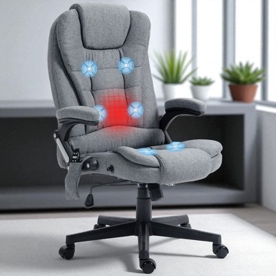 Mshliw Velvet High Back Heated Massage Office Chair with 6-Point Vibration, Reclining Backrest, Adjustable Height, Padded Arms & Remote
