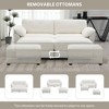 Loveseat Sofa with Ottomans, 4 Seat Small Space Sleeper Couches, Convertible Sectional Sofa Bed for Living Room Apartment Office, White - 2 of 4