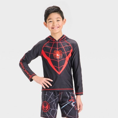 Boys' Miles Morales Hooded Rash Guard - Black 4