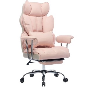 Efomao Desk Office Chair 400LBS, Big and Tall PU Leather Computer Chair, Executive Office Chair with Footrest and Lumbar Support - 1 of 4