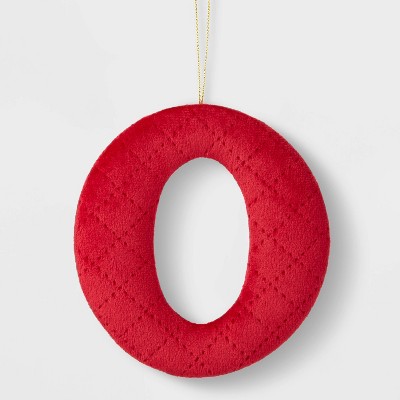 Fabric Monogram Christmas Tree Ornament Red O - Wondershop™: Polyester, Indoor Decor, Unlit