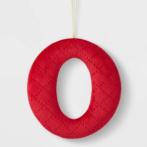 Fabric Monogram Christmas Tree Ornament Red O - Wondershop™: Polyester, Indoor Decor, Unlit - 1 of 3