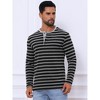 INSPIRE CHIC Men's Casual Long Sleeve Contrasting Colors Striped Henley T-Shirts - 4 of 4