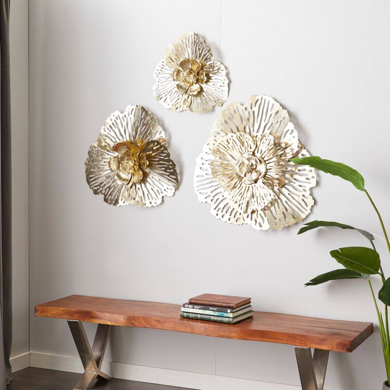 Metal Floral Wall Decor Set of 3 Gold - Olivia &#38; May, 3 of 17
