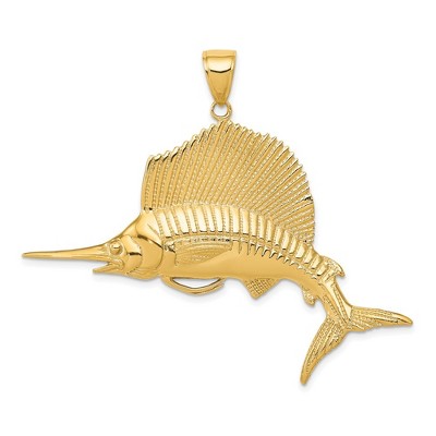 Black Bow Jewelry 14k Yellow Gold Large Sailfish Pendant