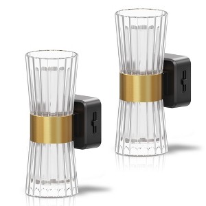 DORESshop 1W Integrated LED Plug-In Night Light, Black 3000K, Transparent Cylinder with Frosted Shade, Up & Down Beam, 2-Pack - 1 of 4