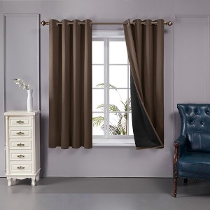 Deconovo 100 Percent Blackout Double Layers Lined Curtain (2 Panel) - 1 of 4