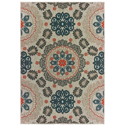 Oriental Weavers Latitude 1903W Grey/ Teal Indoor/Outdoor Area Rug - 3'3" x 5'