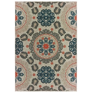 Oriental Weavers Latitude 1903W Grey/ Teal Indoor/Outdoor Area Rug - 6'7" x 9'2" - 1 of 3