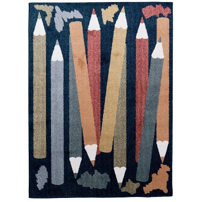 Orian Playroom Crayons Navy Rug