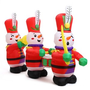 LuxenHome 8.2Ft Long Toy Soldier Snowman Inflatable with Lights Multi-Color - 1 of 4