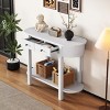 Retro Solid Wood Console Table, Curved Design with 2 Drawers & Open Shelf, Entryway & Living Room Furniture – Cuddlewood - 2 of 4
