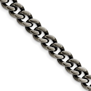 Black Bow Jewelry Men's 9.25mm Stainless Steel Antiqued Curb Chain Necklace - 1 of 4
