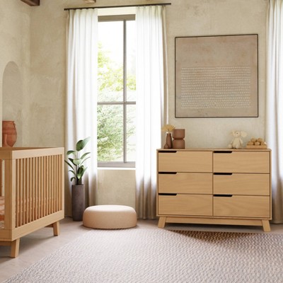 Honey Wood 48" Wide 6-Drawer Modern Dresser