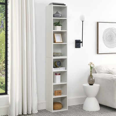 Lycvki 8-Tier Tall Narrow Decorative Bookshelf Storage Cabinet with Adjustable Shelves
