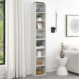 Lycvki 8-Tier Tall Narrow Decorative Bookshelf Storage Cabinet with Adjustable Shelves - 1 of 4