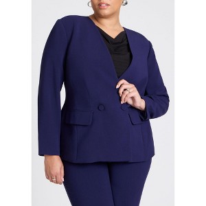 ELOQUII Women's Plus Size The 365 Semi Stretch Double Breast Collarless Blazer - 1 of 4