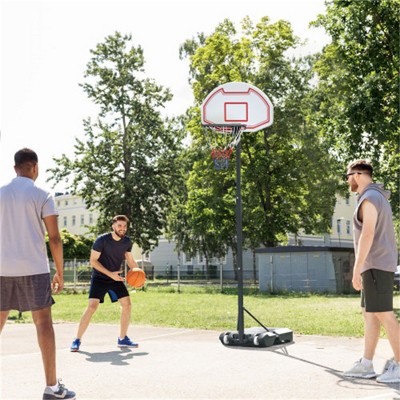 YONWAY Portable Basketball Hoop Stand, 5.1-6.9ft Height-Adjustable Basketball System with 29'' Backboard and Wheels for Indoor and Outdoor, White
