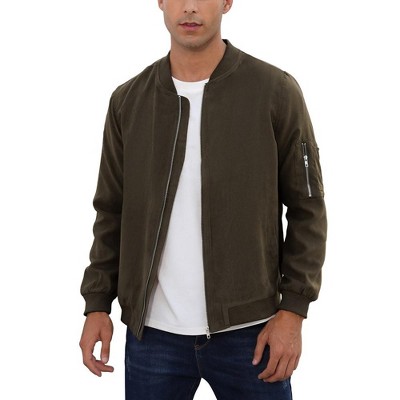 Men's Suede Bomber Varsity Leather Jackets Lightweight Softshell Flight Full Zip Casual Coat