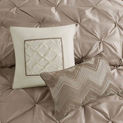 King Taupe Polyester 7-Piece Tufted Comforter Set