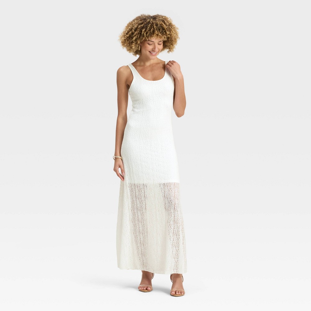 Women's Textured Knit Maxi Dress - A New Day™ White L