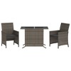vidaXL 3 Piece Bistro Set with Cushions Gray Poly Rattan - 2 of 4