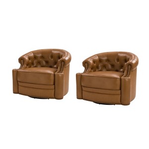 Flavio 31.5'' Wide Genuine Leather Swivel Chair,Set of 2 | ARTFUL LIVING DESIGN - 1 of 4
