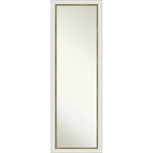 Amanti Art 17" x 51" Non-Beveled Eva White Gold Narrow Full Length on The Door Mirror : Polystyrene Frame, Wall or Door Mounted - 1 of 4