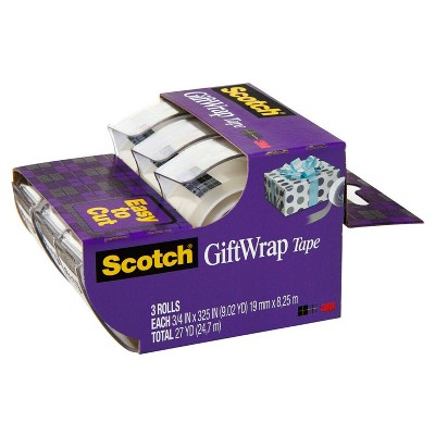 Scotch Gift Wrap Tape, Holiday Gifting Supplies, 0.75"x350", 3 Tape Rolls with Dispensers