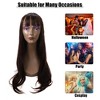 Unique Bargains Women Curly Long Hair Human Hair Wigs 28" with Wig Cap - 2 of 4