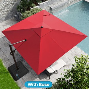 Crestlive Products 11FT Square Cantilever Umbrella Outdoor 360 Degree Rotation Offset Umbrella 6 Heights Adjustable with Base - 1 of 4