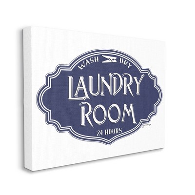 Stupell Industries Vintage Laundry Room Sign Minimal Blue White