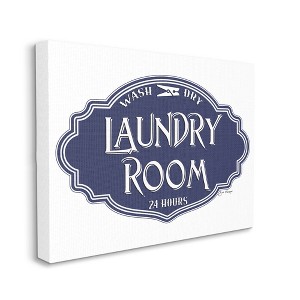 Stupell Industries Vintage Laundry Room Sign Minimal Blue White Gallery Wrapped Canvas Wall Art, 16 x 20 - 1 of 4