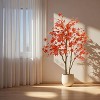 Artificial Maple Tree Indoor, with Realistic Silk Leaves, Fall Tree in Pot for Home Decoration Thanksgiving Harvest Fall Party - 4 of 4