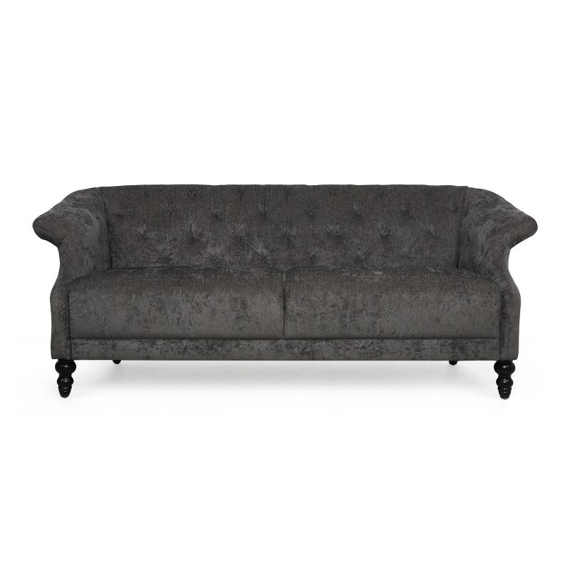 Morganton Contemporary Tufted 3 Seater Sofa Dark Charcoal/Dark Brown - Christopher Knight Home, 6 of 10