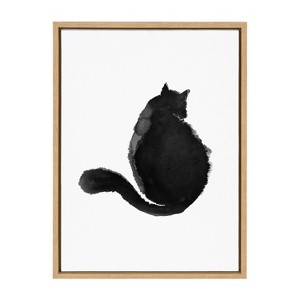 Kate & Laurel All Things Decor 18"x24" Sylvie Black Cat Wall Art: Viola Kreczmer, Framed Canvas - 1 of 4