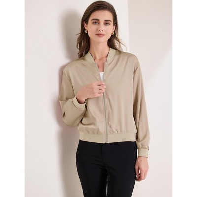 Женские куртки INSPIRE CHIC Women's Zip Up Long Sleeve Outerwear Casual Lightweight Jacket 2 Packs 2 Champagne X-Small — фото 3