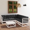 vidaXL Patio Furniture Set 6 Piece Outdoor Sectional Sofa Solid Wood Pine - White - 2 of 4