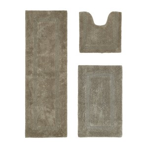 Lux Premium 100% Cotton  Ultra-Soft Tufted Solid Reversible 3 Piece Bath Rug Set, Water-Absorbent, Durable, Machine Washable Bathroom Rug - 1 of 4