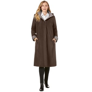 Jessica London Women's Plus Size Contrast Hood Raincoat - 1 of 4