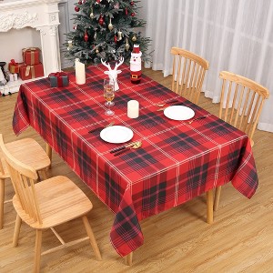 Red Plaid Christmas Tablecloth for Round Tables - 1 of 4