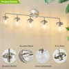 POWLIG 38.98-in 5-Light Nickel Bathroom Light Fixtures Over Mirror Vanity Lighting with Clear Glass Globe Shades - 2 of 4