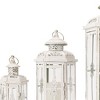 HomeRoots Set of Three White Distressed Filigree Metal Tabletop Lantern Candle Holders - 4 of 4