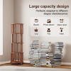 Walnut Solid Wood 360° Rotating Bookshelf Tower with Wheels,4/5/6-Tier Tall Narrow Bookcase for Corner,Bedroom,Small Space-Baofuwish - 3 of 4