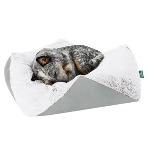 FurHaven Stone-Embossed Faux Fur Pouf Pet Bed for Dogs and Cats - 1 of 4