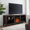 Chic Crate - 70" Transitional Fireplace Media Console - 2-Shelf Storage for 80" TVs - Modern TV Stand w/ Wood Accents - Dark Espresso - 3 of 4