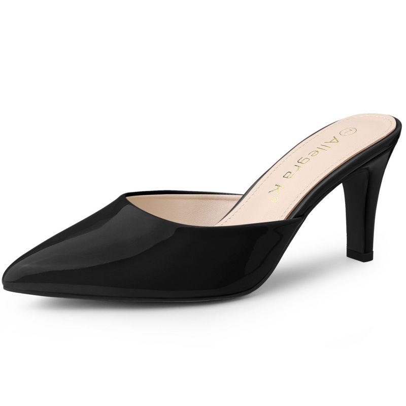 Allegra K Women's Casual Office Pointed Toe Slip-On Stiletto Slide Mules Heels, 1 of 8