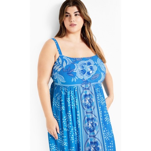 Women's Plus Size Eden Placement Maxi Dress - ice blue | CITY CHIC - image 1 of 4