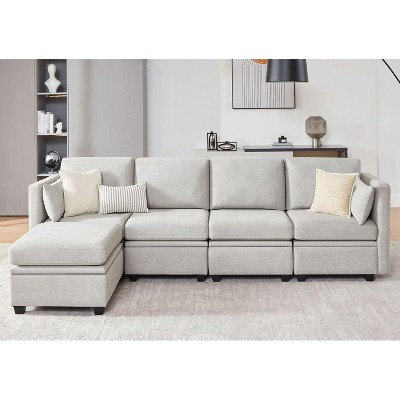 107" Beige Modular Sectional Sofa